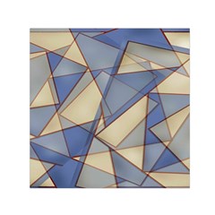 Blue And Tan Triangles Intertwine Together To Create An Abstract Background Small Satin Scarf (square) by Simbadda