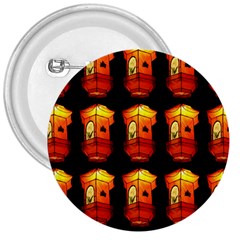 Paper Lanterns Pattern Background In Fiery Orange With A Black Background 3  Buttons by Simbadda