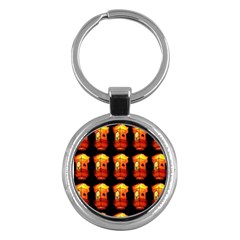 Paper Lanterns Pattern Background In Fiery Orange With A Black Background Key Chains (round)  by Simbadda