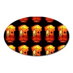 Paper Lanterns Pattern Background In Fiery Orange With A Black Background Oval Magnet Front