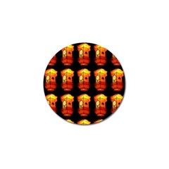 Paper Lanterns Pattern Background In Fiery Orange With A Black Background Golf Ball Marker by Simbadda