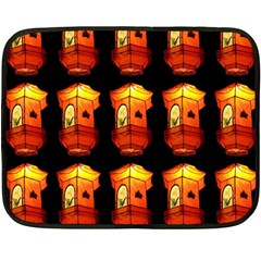 Paper Lanterns Pattern Background In Fiery Orange With A Black Background Fleece Blanket (mini) by Simbadda