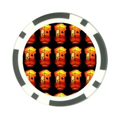 Paper Lanterns Pattern Background In Fiery Orange With A Black Background Poker Chip Card Guard (10 Pack) by Simbadda