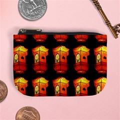 Paper Lanterns Pattern Background In Fiery Orange With A Black Background Mini Coin Purses by Simbadda