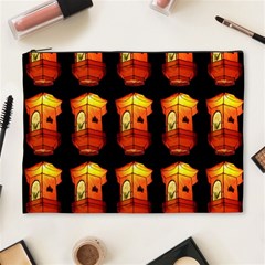 Paper Lanterns Pattern Background In Fiery Orange With A Black Background Cosmetic Bag (xl) by Simbadda