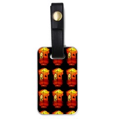 Paper Lanterns Pattern Background In Fiery Orange With A Black Background Luggage Tags (one Side)  by Simbadda