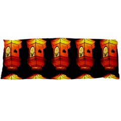 Paper Lanterns Pattern Background In Fiery Orange With A Black Background Body Pillow Case Dakimakura (two Sides) by Simbadda