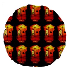 Paper Lanterns Pattern Background In Fiery Orange With A Black Background Large 18  Premium Round Cushions by Simbadda