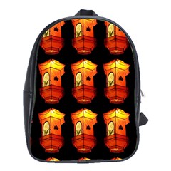 Paper Lanterns Pattern Background In Fiery Orange With A Black Background School Bags (xl)  by Simbadda