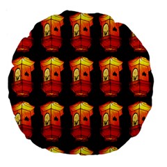 Paper Lanterns Pattern Background In Fiery Orange With A Black Background Large 18  Premium Flano Round Cushions by Simbadda