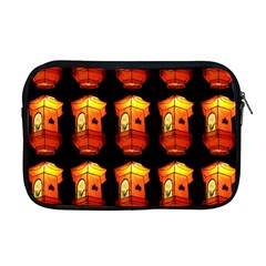 Paper Lanterns Pattern Background In Fiery Orange With A Black Background Apple Macbook Pro 17  Zipper Case by Simbadda