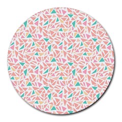 Geometric Abstract Triangles Background Round Mousepads by Simbadda