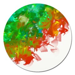 Digitally Painted Messy Paint Background Texture Magnet 5  (round) by Simbadda