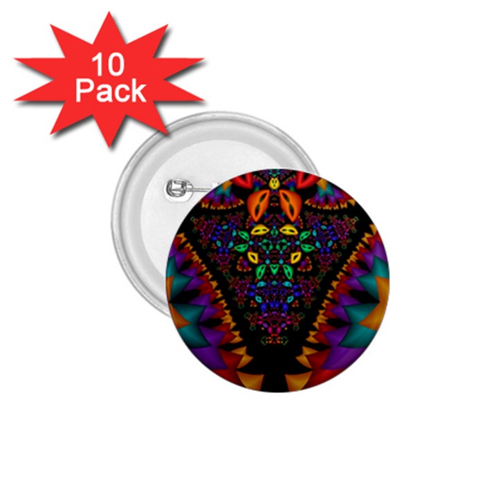 Symmetric Fractal Image In 3d Glass Frame 1.75  Buttons (10 pack)