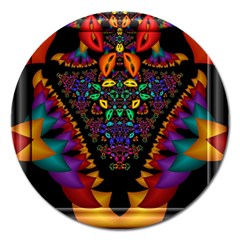 Symmetric Fractal Image In 3d Glass Frame Magnet 5  (round) by Simbadda