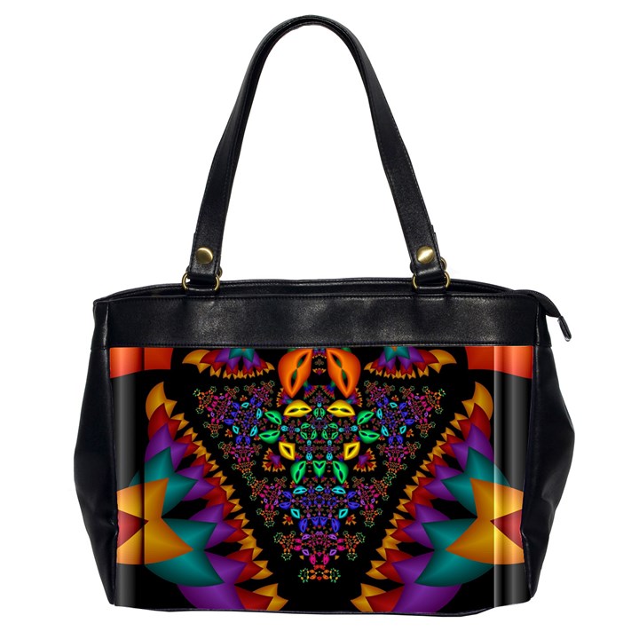 Symmetric Fractal Image In 3d Glass Frame Office Handbags (2 Sides) 