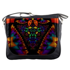 Symmetric Fractal Image In 3d Glass Frame Messenger Bags by Simbadda