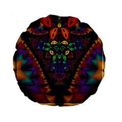 Symmetric Fractal Image In 3d Glass Frame Standard 15  Premium Round Cushions by Simbadda