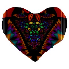 Symmetric Fractal Image In 3d Glass Frame Large 19  Premium Heart Shape Cushions by Simbadda