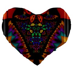 Symmetric Fractal Image In 3d Glass Frame Large 19  Premium Flano Heart Shape Cushions by Simbadda