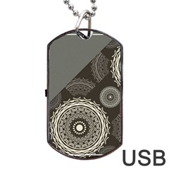 Abstract Mandala Background Pattern Dog Tag Usb Flash (two Sides) by Simbadda