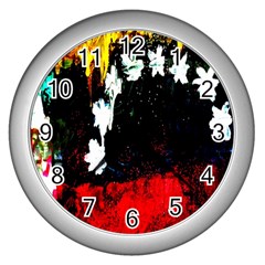 Grunge Abstract In Dark Wall Clocks (silver)  by Simbadda