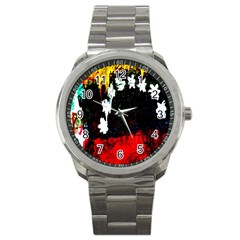 Grunge Abstract In Dark Sport Metal Watch by Simbadda