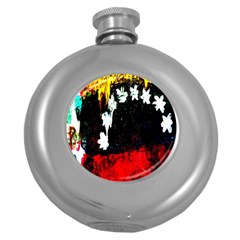 Grunge Abstract In Dark Round Hip Flask (5 Oz) by Simbadda