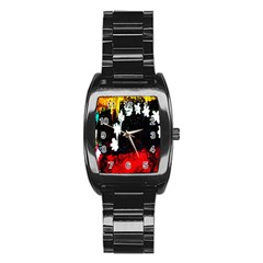 Grunge Abstract In Dark Stainless Steel Barrel Watch by Simbadda