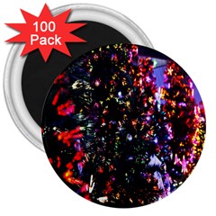 Lit Christmas Trees Prelit Creating A Colorful Pattern 3  Magnets (100 pack)