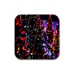 Lit Christmas Trees Prelit Creating A Colorful Pattern Rubber Coaster (Square)  Front