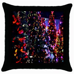 Lit Christmas Trees Prelit Creating A Colorful Pattern Throw Pillow Case (Black)