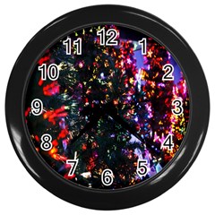 Lit Christmas Trees Prelit Creating A Colorful Pattern Wall Clocks (Black)