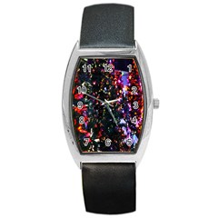 Lit Christmas Trees Prelit Creating A Colorful Pattern Barrel Style Metal Watch