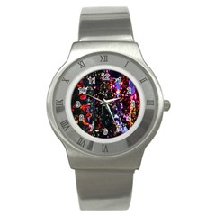 Lit Christmas Trees Prelit Creating A Colorful Pattern Stainless Steel Watch