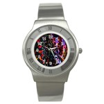 Lit Christmas Trees Prelit Creating A Colorful Pattern Stainless Steel Watch Front