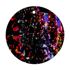 Lit Christmas Trees Prelit Creating A Colorful Pattern Round Ornament (Two Sides)