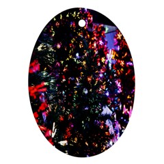 Lit Christmas Trees Prelit Creating A Colorful Pattern Oval Ornament (Two Sides)