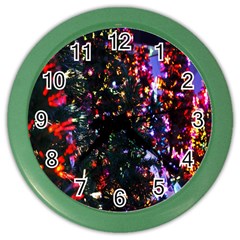 Lit Christmas Trees Prelit Creating A Colorful Pattern Color Wall Clocks