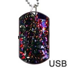 Lit Christmas Trees Prelit Creating A Colorful Pattern Dog Tag Usb Flash (two Sides) by Simbadda