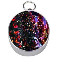 Lit Christmas Trees Prelit Creating A Colorful Pattern Silver Compasses