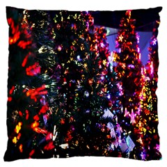 Lit Christmas Trees Prelit Creating A Colorful Pattern Large Flano Cushion Case (one Side) by Simbadda