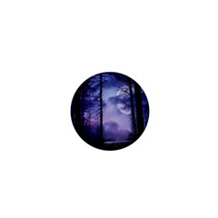 Moonlit A Forest At Night With A Full Moon 1  Mini Buttons by Simbadda