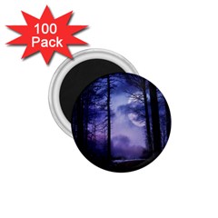 Moonlit A Forest At Night With A Full Moon 1 75  Magnets (100 Pack)  by Simbadda