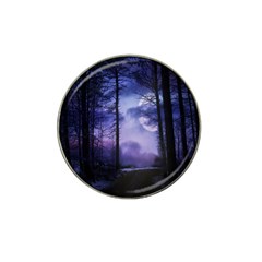 Moonlit A Forest At Night With A Full Moon Hat Clip Ball Marker (4 Pack) by Simbadda