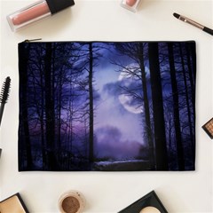 Moonlit A Forest At Night With A Full Moon Cosmetic Bag (xl) by Simbadda