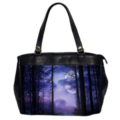 Moonlit A Forest At Night With A Full Moon Office Handbags (2 Sides)  by Simbadda