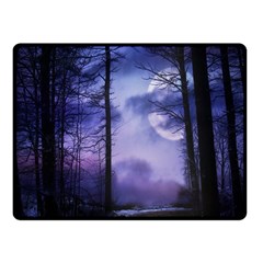 Moonlit A Forest At Night With A Full Moon Fleece Blanket (small) by Simbadda