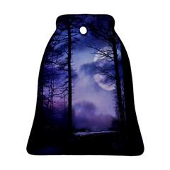 Moonlit A Forest At Night With A Full Moon Bell Ornament (two Sides) by Simbadda