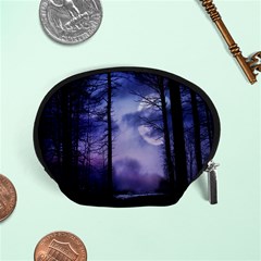 Moonlit A Forest At Night With A Full Moon Accessory Pouches (small)  by Simbadda